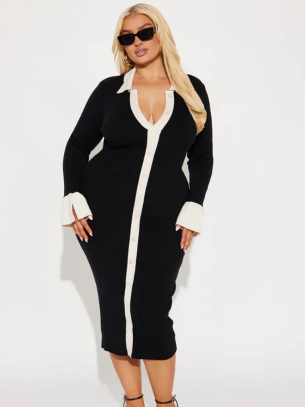 Ciao Bella Sweater Midi Dress - Black/combo